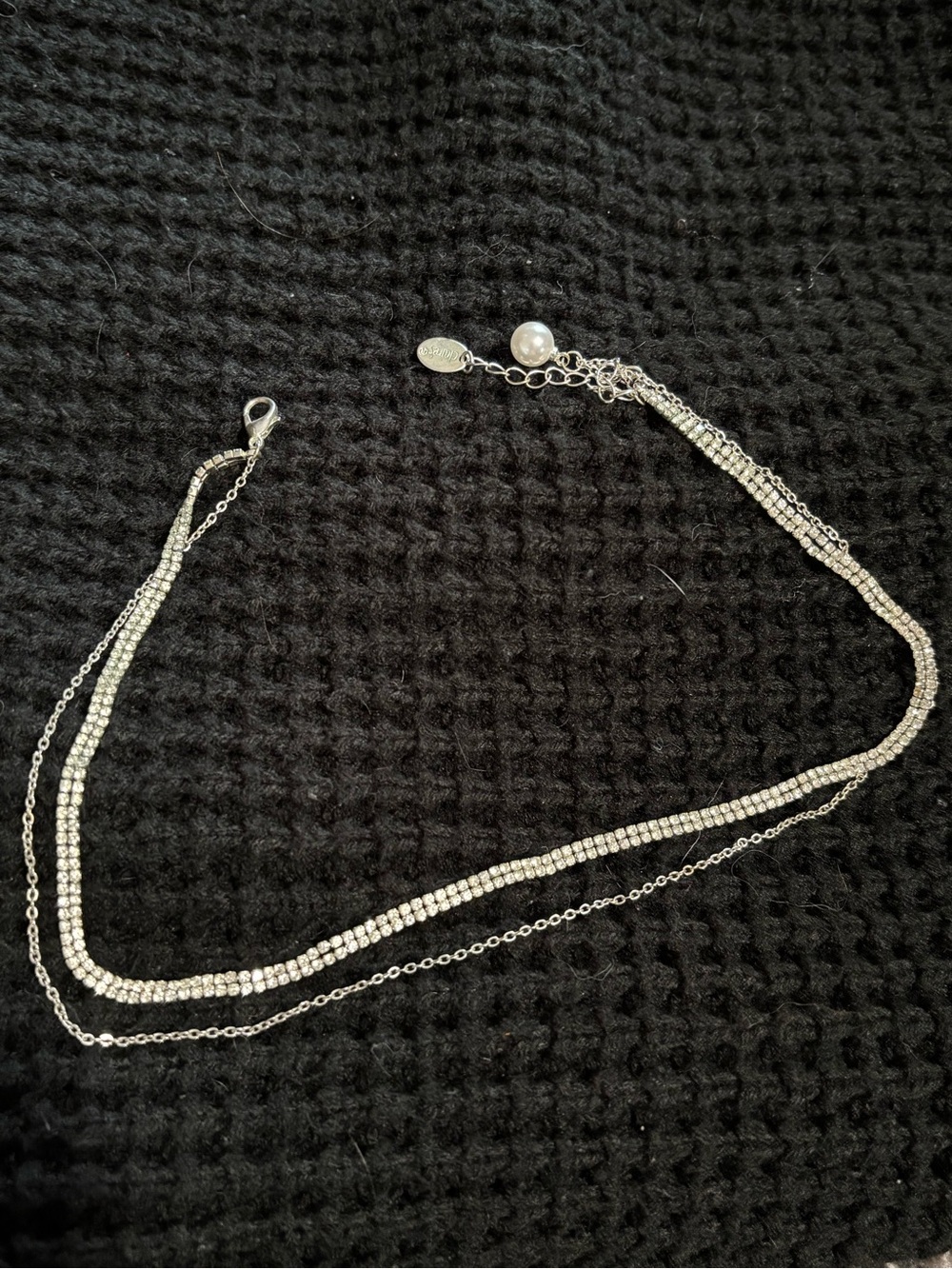 Time and Tru Silver-Tone Triple Strand Rhinestone Necklace